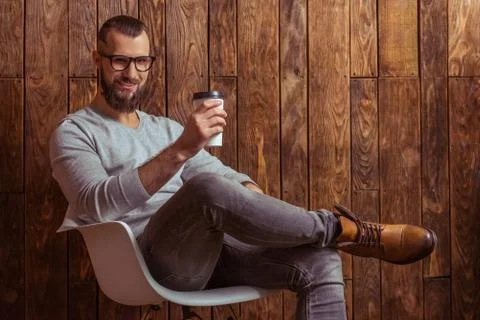 Stylish man with beard Stock Photos