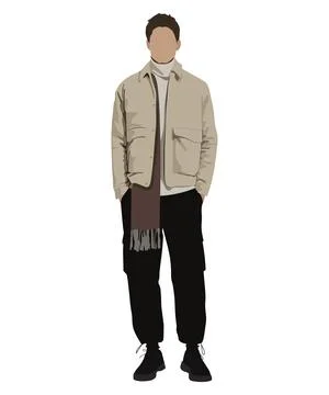 Stylish man in fashionable clothes on a white background. Vector illustration in Stock Illustration