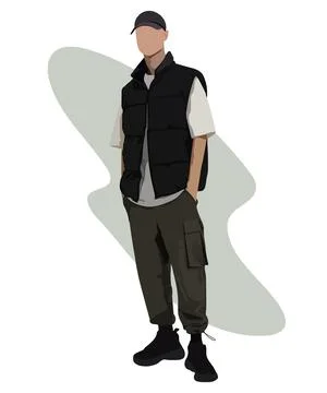 Stylish man in a flat style on an interesting background. Fashion guy vector Stock Illustration