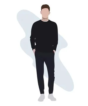 Stylish man in a flat style on an interesting background. Fashion guy vector Stock Illustration