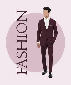 Stylish man in a flat style on an interesting background with the inscription Stock Illustration