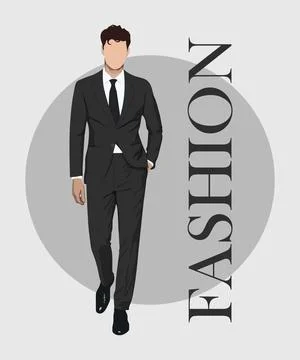 Stylish man in a flat style on an interesting background with the inscription Stock Illustration
