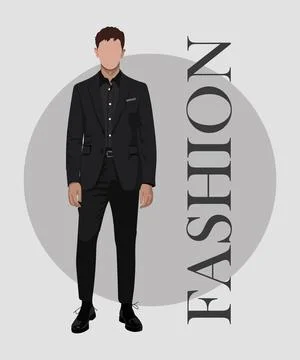 Stylish man in a flat style on an interesting background with the inscription Stock Illustration