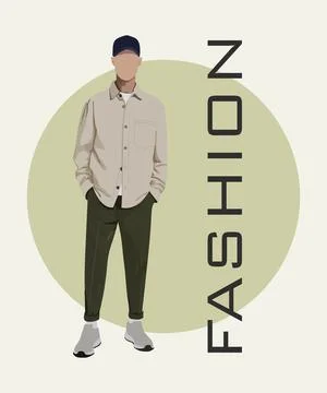Stylish man in a flat style on an interesting and stylish background with the Stock Illustration