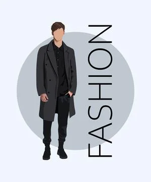 Stylish man in a flat style on an interesting and stylish background with the Stock Illustration