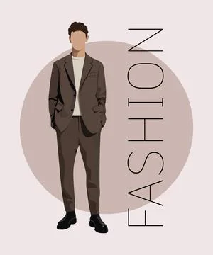 Stylish man in a flat style on an interesting and stylish background with the Stock Illustration