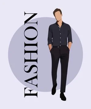 Stylish man in a flat style on an interesting and stylish background with the Stock Illustration