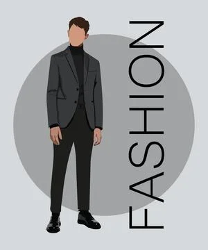 Stylish man in a flat style on an interesting and stylish background with the Stock Illustration