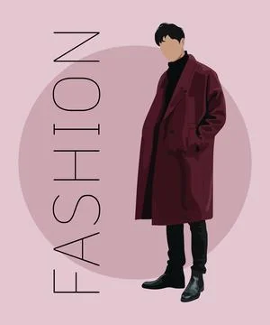 Stylish man in a flat style on an interesting and stylish background with the Stock Illustration