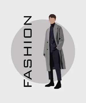 Stylish man in a flat style on an interesting and stylish background with the Stock Illustration