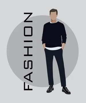 Stylish man in a flat style on an interesting background with the inscription Illustrazione stock