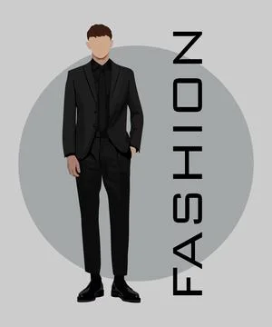 Stylish man in a flat style on an interesting background with the inscription Stock Illustration