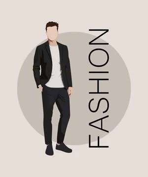Stylish man in a flat style on an interesting and stylish background with the Stock Illustration