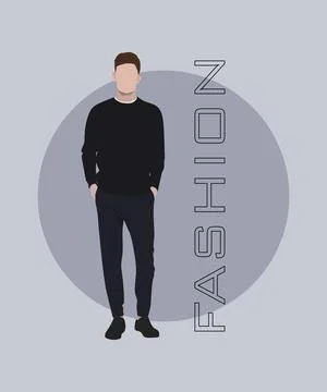 Stylish man in a flat style on an interesting and stylish background with the Stock Illustration