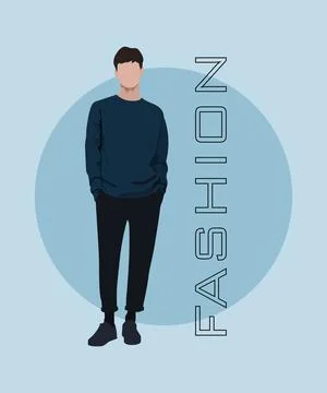 Stylish man in a flat style on an interesting and stylish background with the Stock Illustration