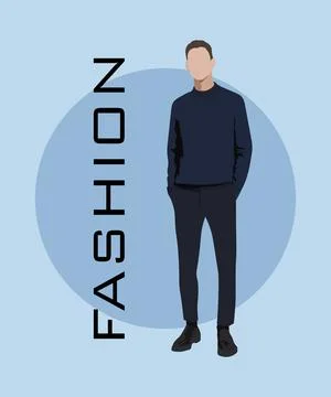 Stylish man in a flat style on an interesting and stylish background with the Stock Illustration