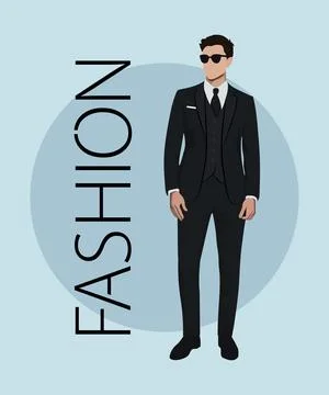 Stylish man in a flat style on an interesting and stylish background with the Stock Illustration