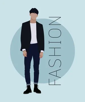 Stylish man in a flat style on an interesting and stylish background with the Stock Illustration