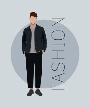 Stylish man in a flat style on an interesting and stylish background with the Stock Illustration