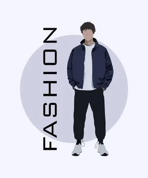 Stylish man in a flat style on an interesting and stylish background with the Stock Illustration