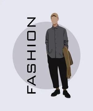 Stylish man in a flat style on an interesting and stylish background with the Stock Illustration
