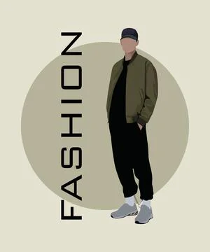 Stylish man in a flat style on an interesting and stylish background with the Stock Illustration
