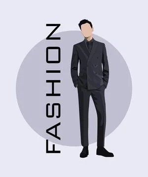 Stylish man in a flat style on an interesting and stylish background with the Stock Illustration
