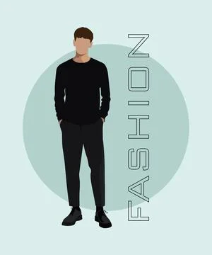 Stylish man in a flat style on an interesting and stylish background with the Stock Illustration