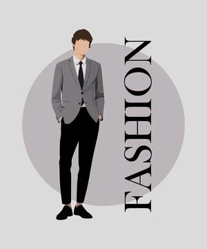 Stylish man in a flat style on an interesting and stylish background with the Stock Illustration