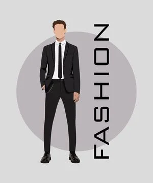 Stylish man in a flat style on an interesting and stylish background with the Stock Illustration