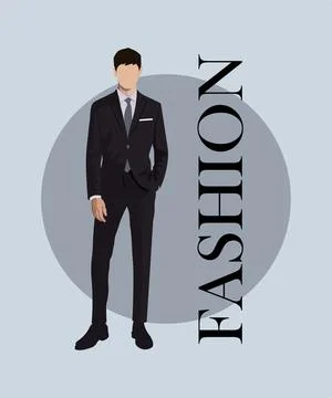 Stylish man in a flat style on an interesting and stylish background with the Stock Illustration