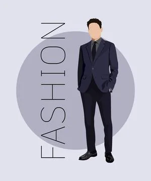 Stylish man in a flat style on an interesting and stylish background with the Stock Illustration