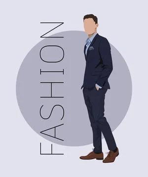 Stylish man in a flat style on an interesting and stylish background with the Stock Illustration
