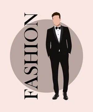 Stylish man in a flat style on an interesting and stylish background with the Stock Illustration