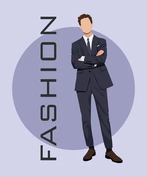 Stylish man in a flat style on an interesting background with the inscription Stock Illustration