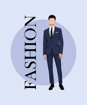 Stylish man in a flat style on an interesting background with the inscription Stock Illustration