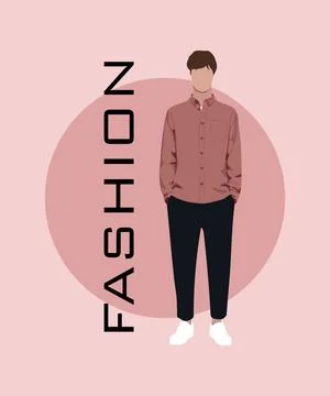 Stylish man in a flat style on an interesting and stylish background with the Stock Illustration
