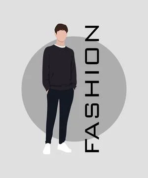Stylish man in a flat style on an interesting and stylish background with the Stock Illustration
