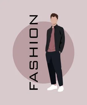 Stylish man in a flat style on an interesting and stylish background with the Stock Illustration