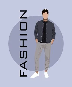 Stylish man in a flat style on an interesting and stylish background with the Stock Illustration