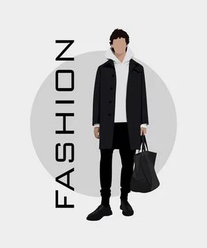 Stylish man in a flat style on an interesting and stylish background with the Stock Illustration