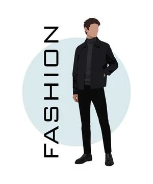 Stylish man in a flat style on an interesting and stylish background with the Stock Illustration