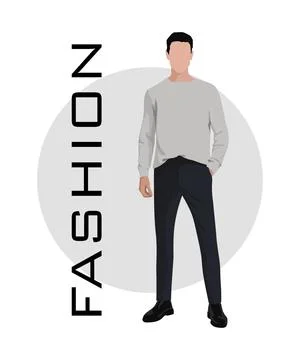 Stylish man in a flat style on an interesting and stylish background with the Stock Illustration