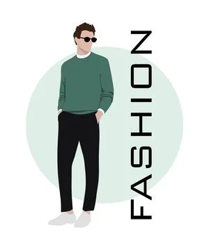 Stylish man in a flat style on an interesting and stylish background with the Stock Illustration