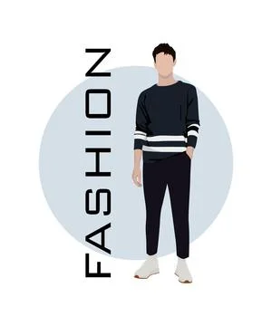 Stylish man in a flat style on an interesting and stylish background with the Stock Illustration