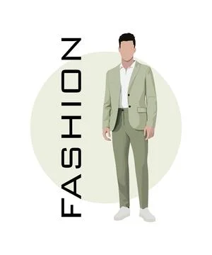 Stylish man in a flat style on an interesting and stylish background with the Stock Illustration