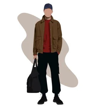 Stylish man in flat style vector illustration. A trendy guy with an interesting Stock Illustration