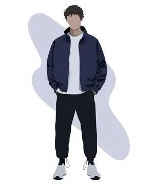 Stylish man in flat style vector illustration. A trendy guy with an interesting Stock Illustration
