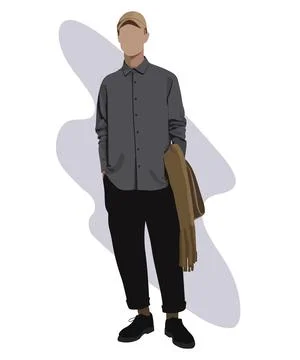 Stylish man in flat style vector illustration. A trendy guy with an interesting Stock Illustration