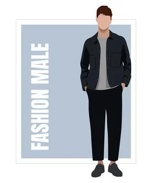 Stylish man in flat style vector illustration. A guy in fashionable clothes on Stock Illustration